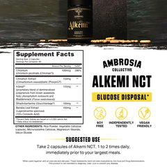 Ambrosia Alkemi NCT capsules close-up highlighting convenient daily dose.