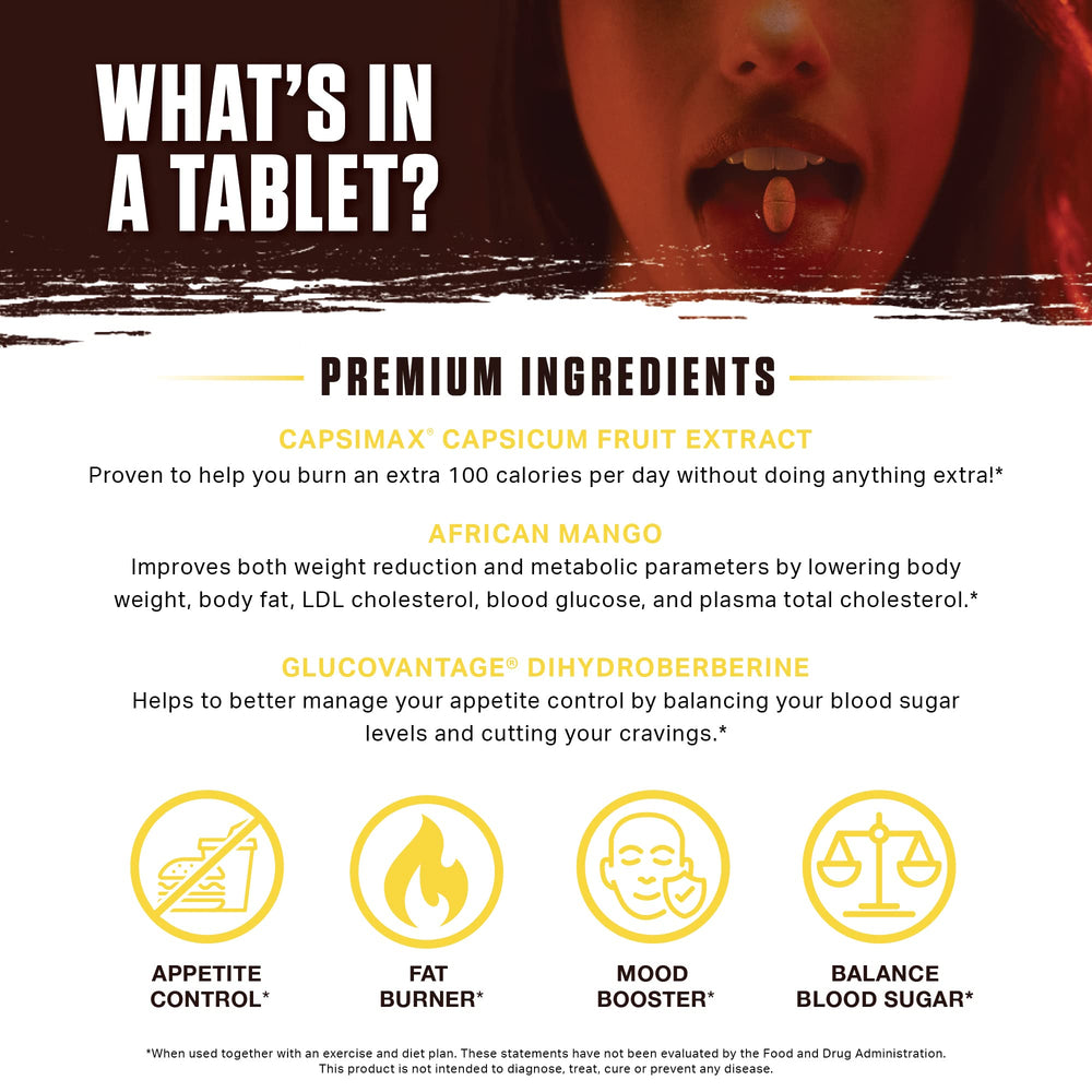 Ambrosia Ember ingredients label with CapsiMax, African Mango and CoQ10 visible.