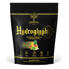 Ambrosia Hydroglyph bottle pour shows balanced electrolytes for training hydration.