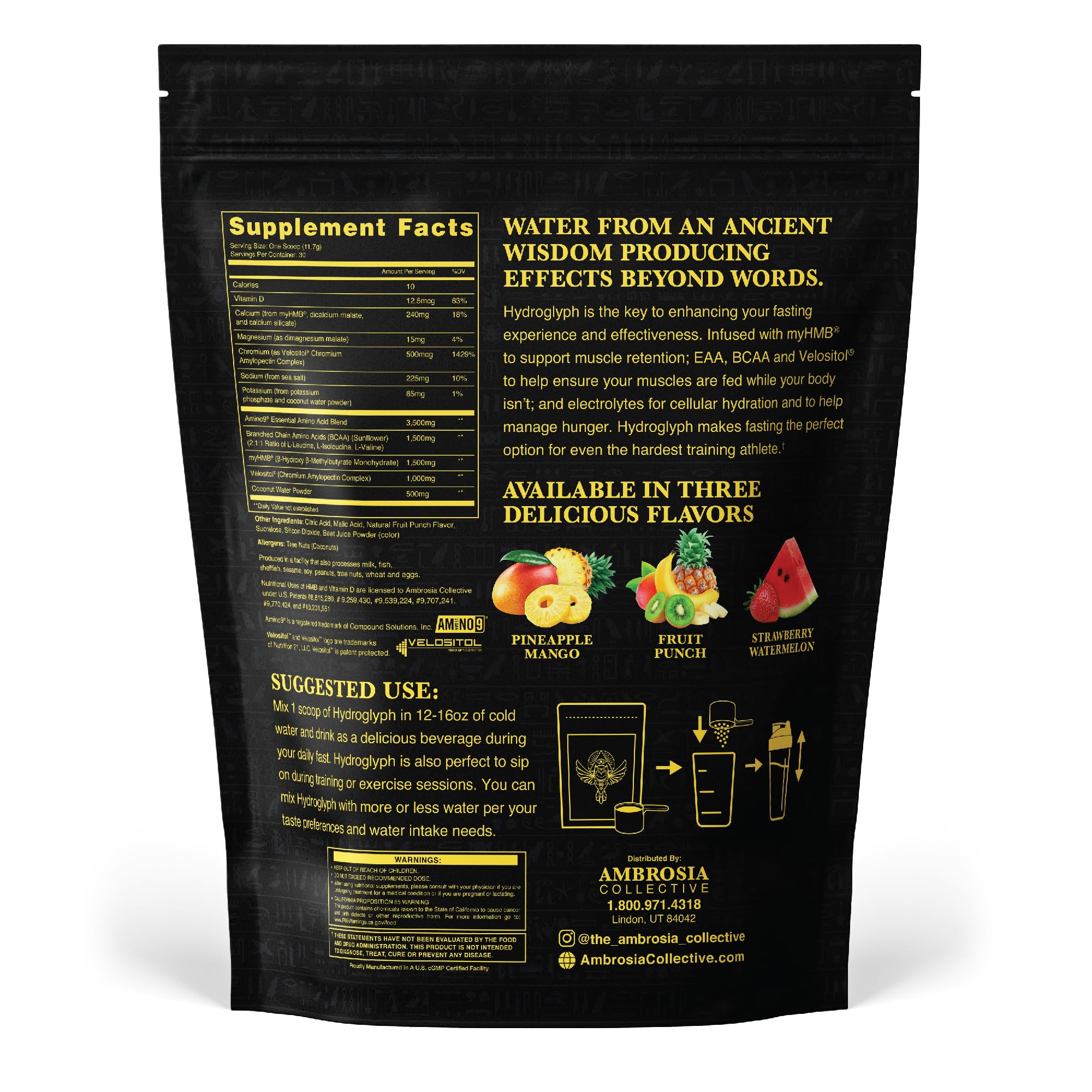 Ambrosia Hydroglyph flavor-fruit-punch presents refreshing hydration choice.