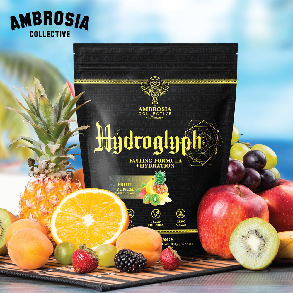 Ambrosia Hydroglyph flavor-pineapple-mango highlights tasty intra-workout sip.