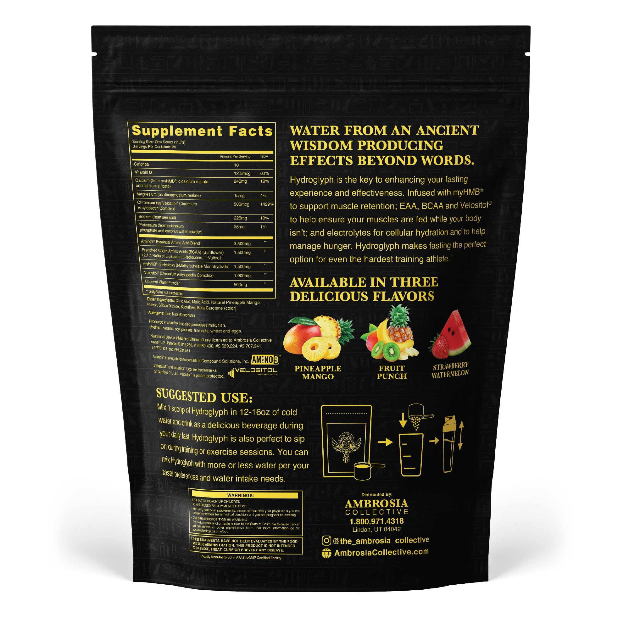 Ambrosia Hydroglyph mixing-stir demonstrates easy preparation before, during, or after workouts.