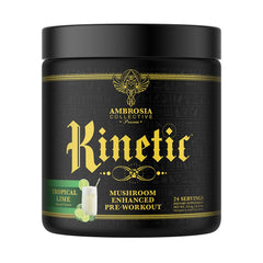 Ambrosia Kinetic tropical lime pre workout powder tub for clean energy and focus