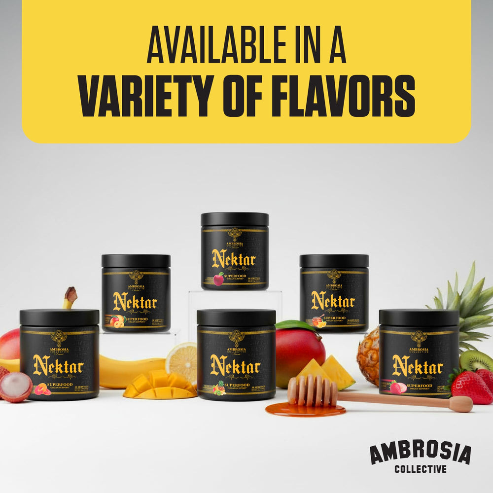 Ambrosia Nektar digestion-friendly serving scene implies potential digestive comfort benefits