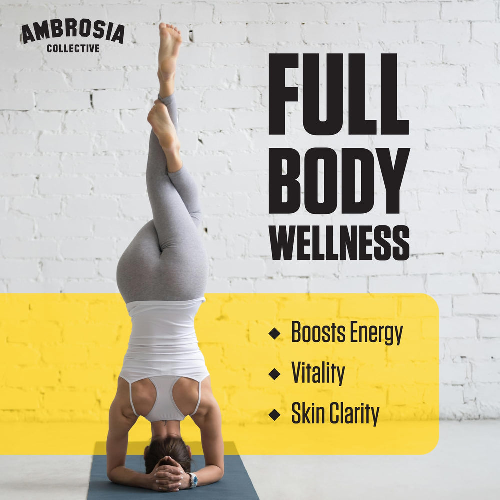 Close-up of Ambrosia Nektar label highlighting the 13-superfood blend