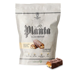 Ambrosia Planta bottle with scoop showing 20g plant-based protein per serving.