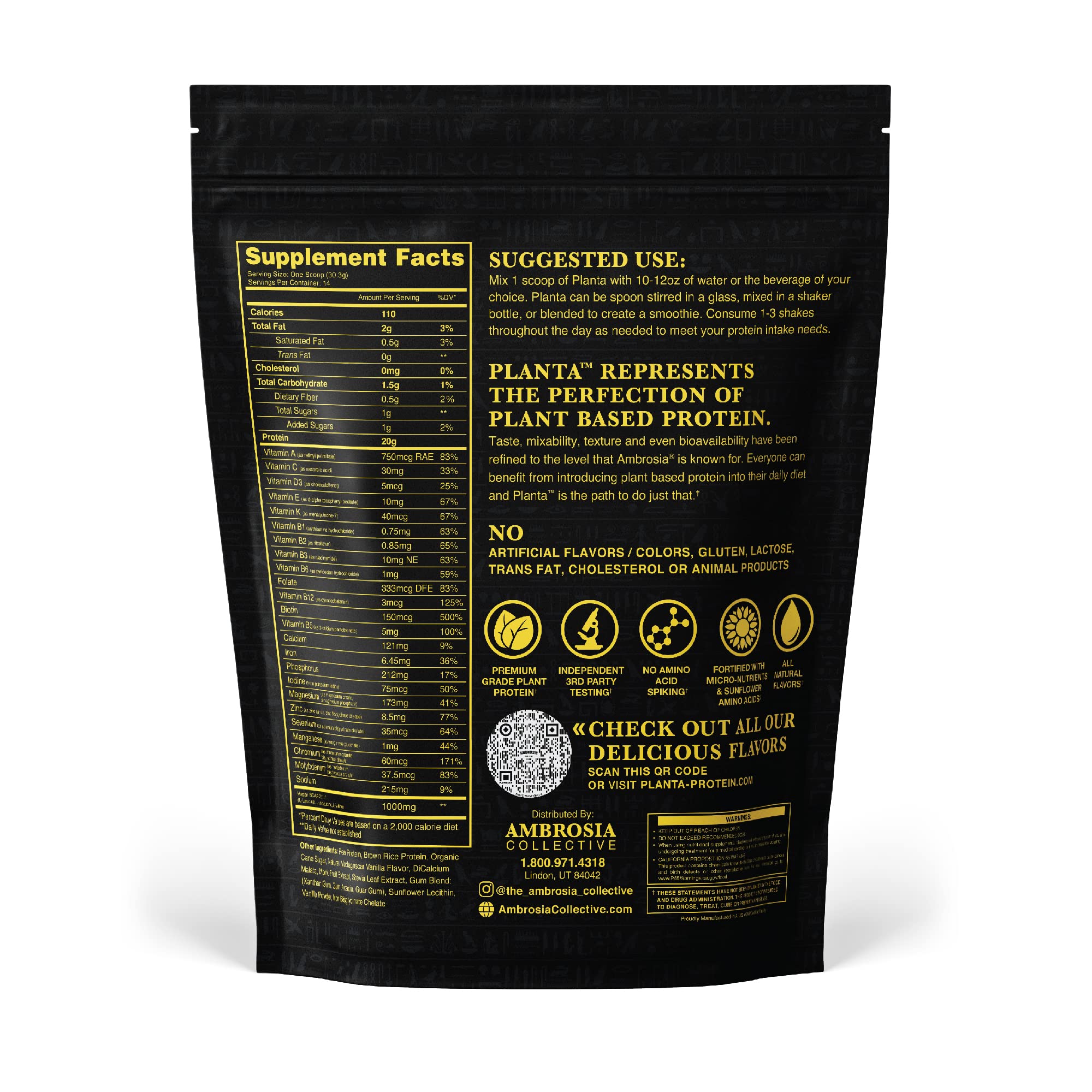 Ambrosia Planta smooth-mix bottle showing easy blending without clumping