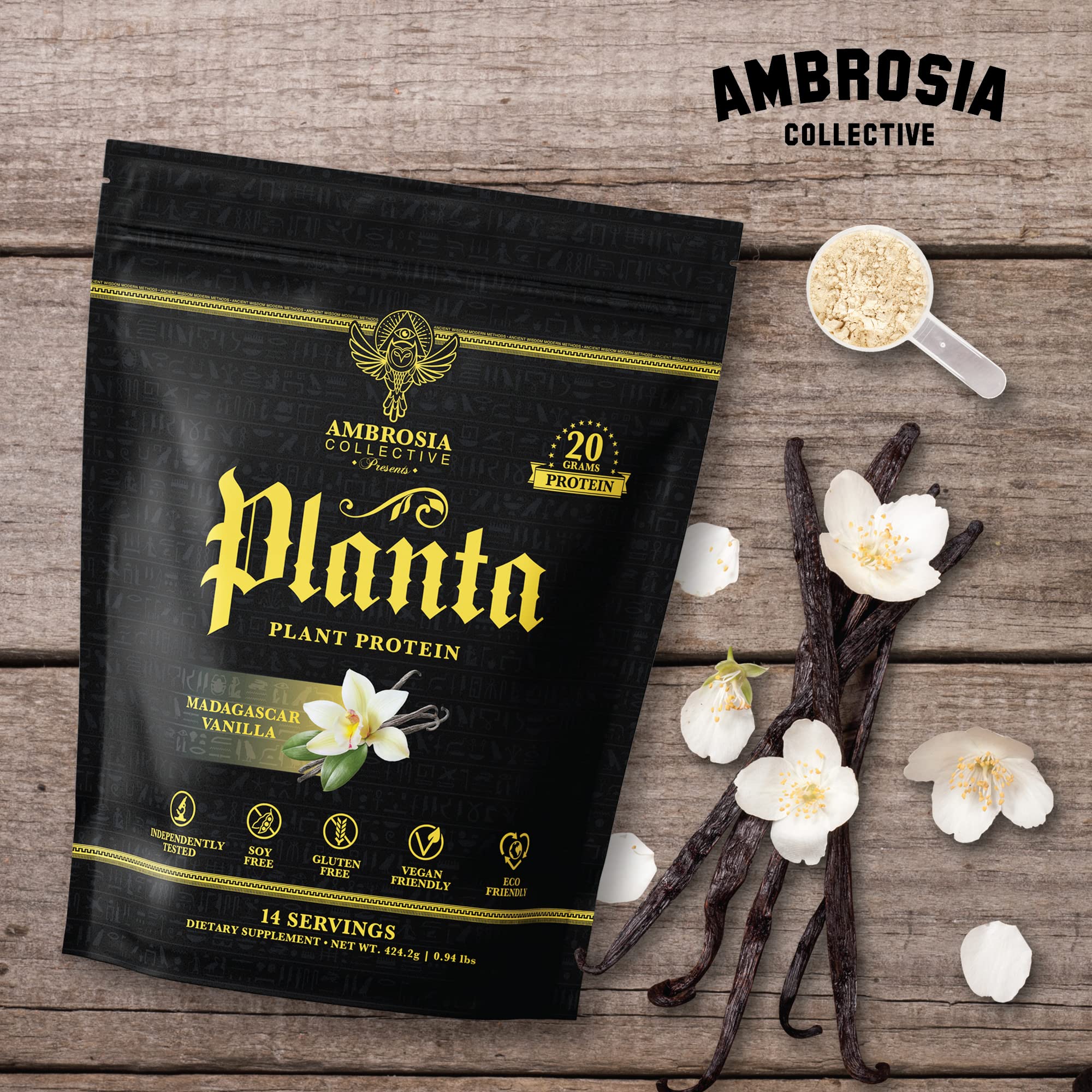 Ambrosia Planta Vanilla flavor glass with serving suggests gourmet taste experience