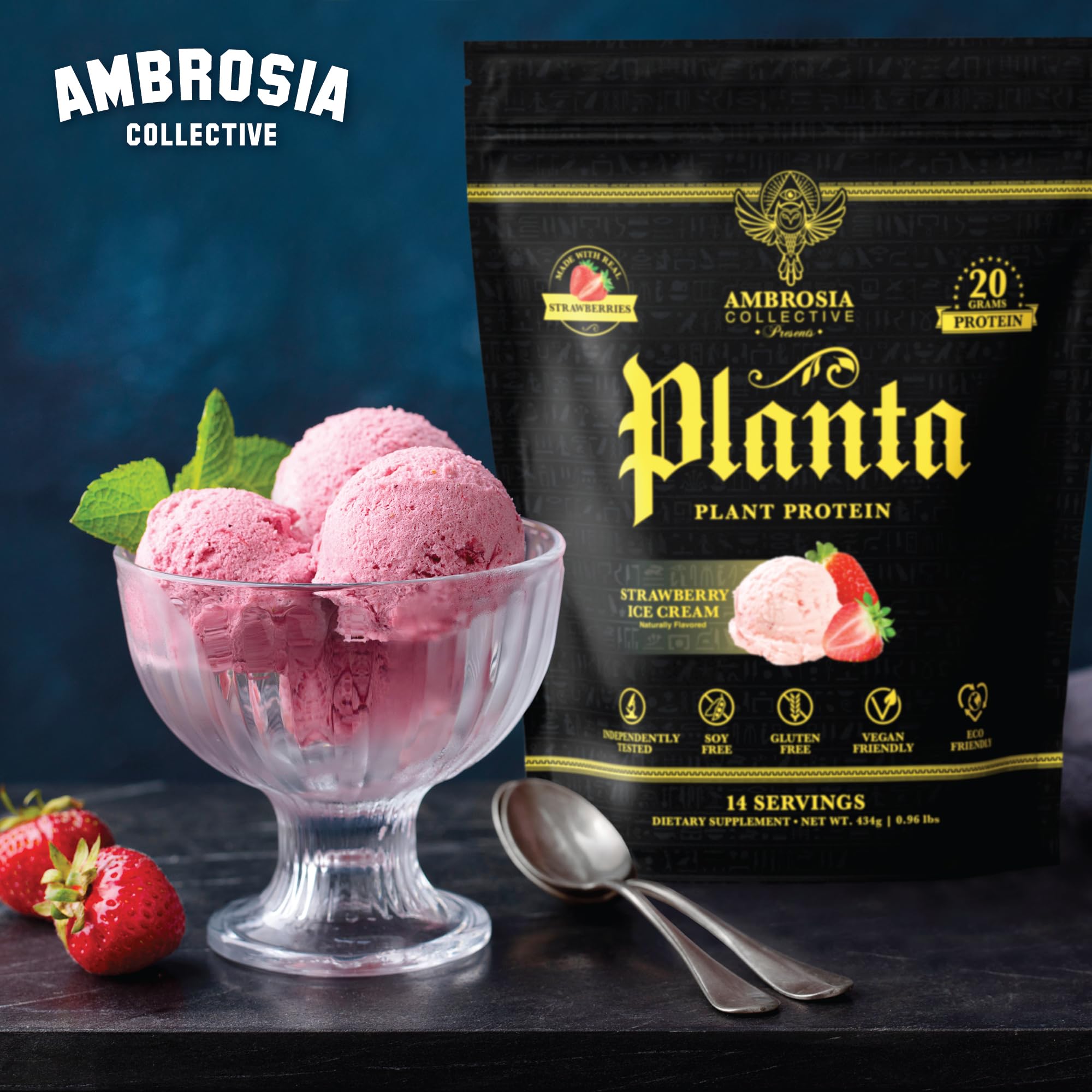 Ambrosia Planta no added sugar label indicating clean nutrition.