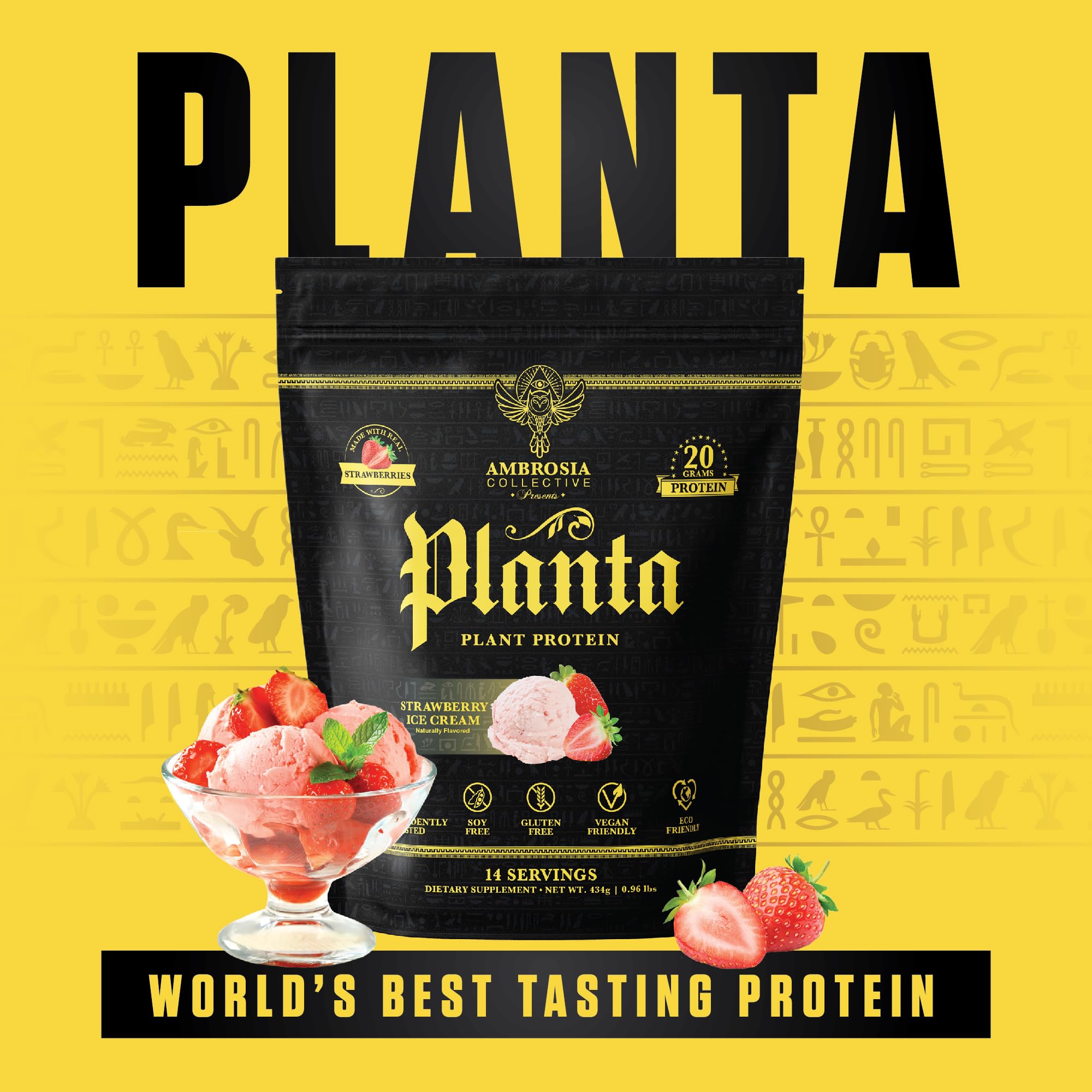 Ambrosia Planta shaker-ready shake in a gym bag for convenient recovery.