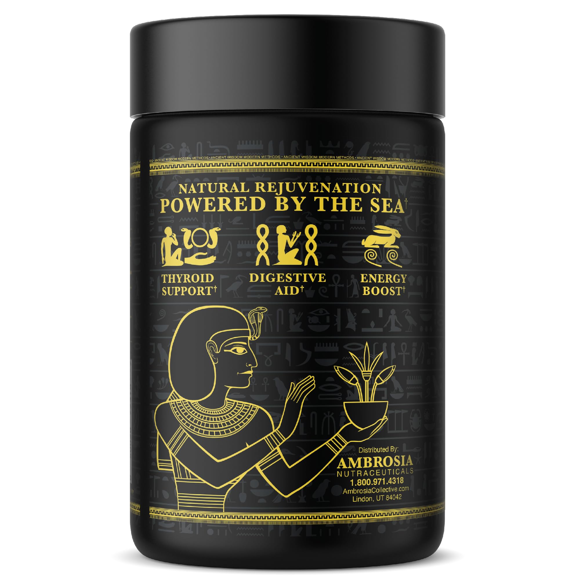 Ambrosia Sea Moss Capsules box with capsules for easy daily nutrient absorption.
