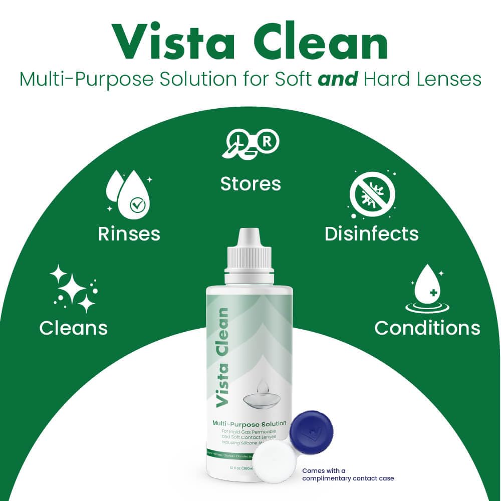 Vista Clean pour and rinse action shown for effortless application.