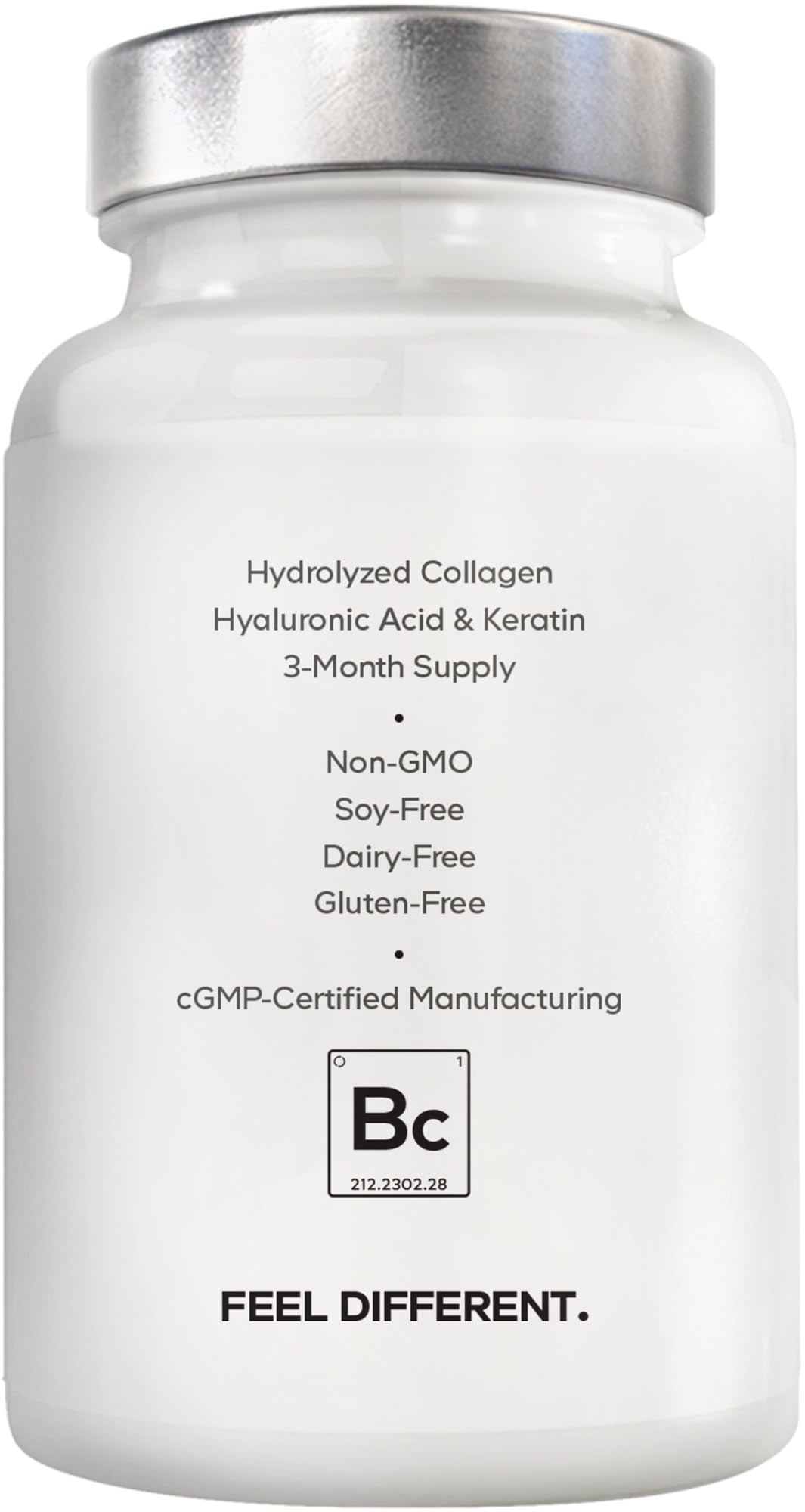 Amen Biotin Collagen Vitamins+ non-GMO, dairy-free, gluten-free attributes