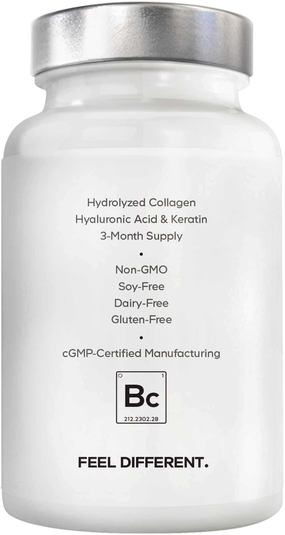 Amen Biotin Collagen Vitamins+ non-GMO, dairy-free, gluten-free attributes