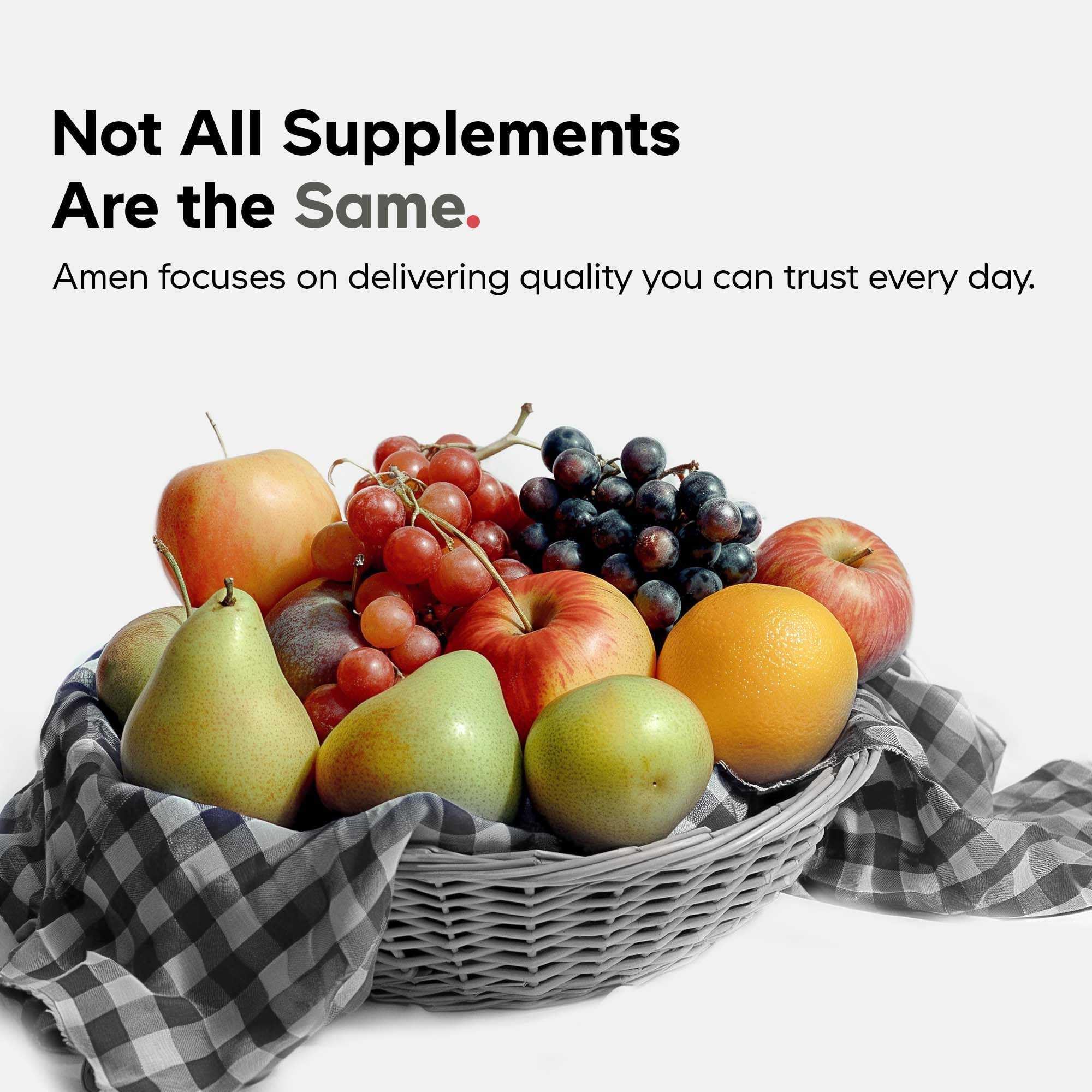 Amen Biotin Collagen Vitamins+ USA-made seal signifies quality manufacturing standards