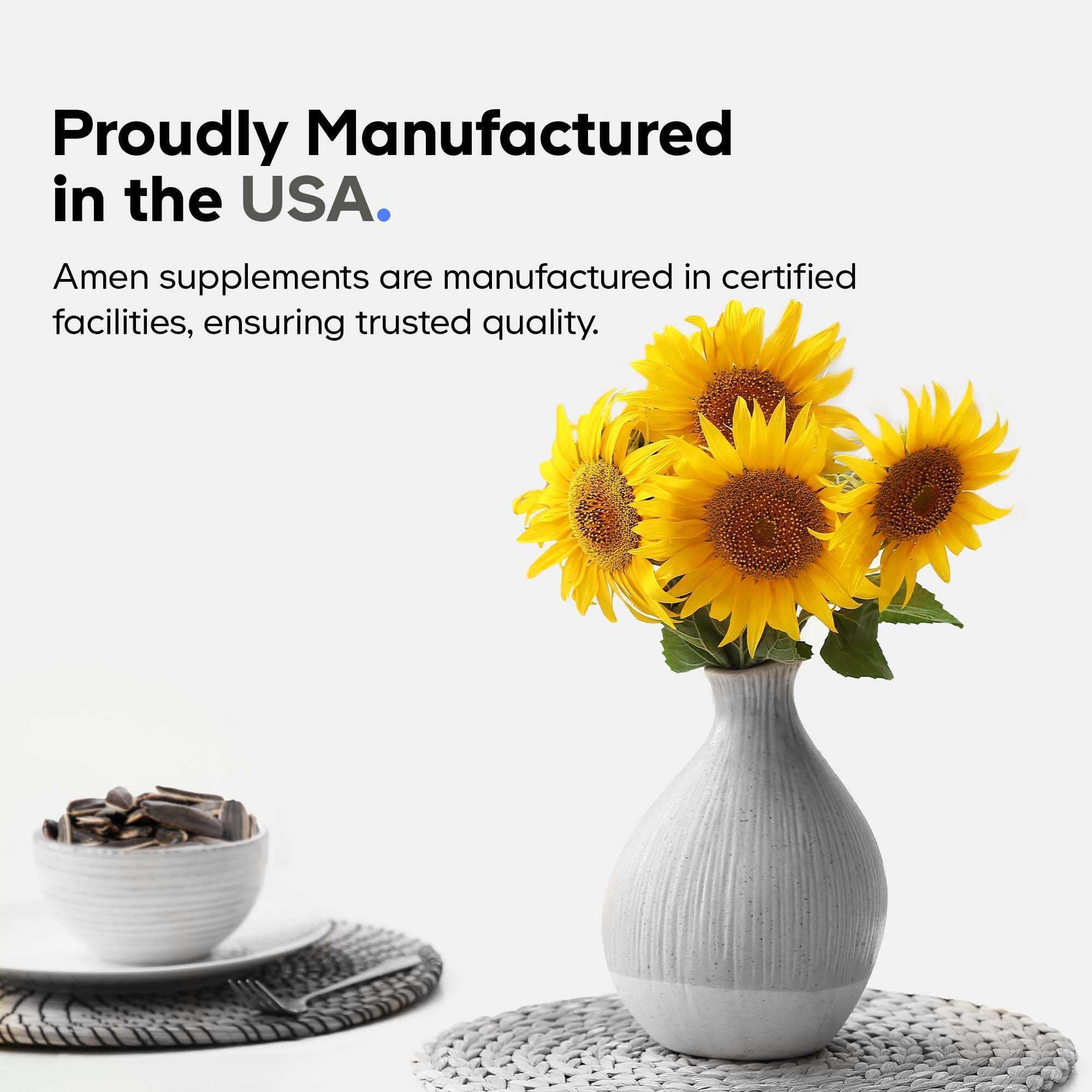 Amen USA-made, cGMP facility ensures product quality and purity