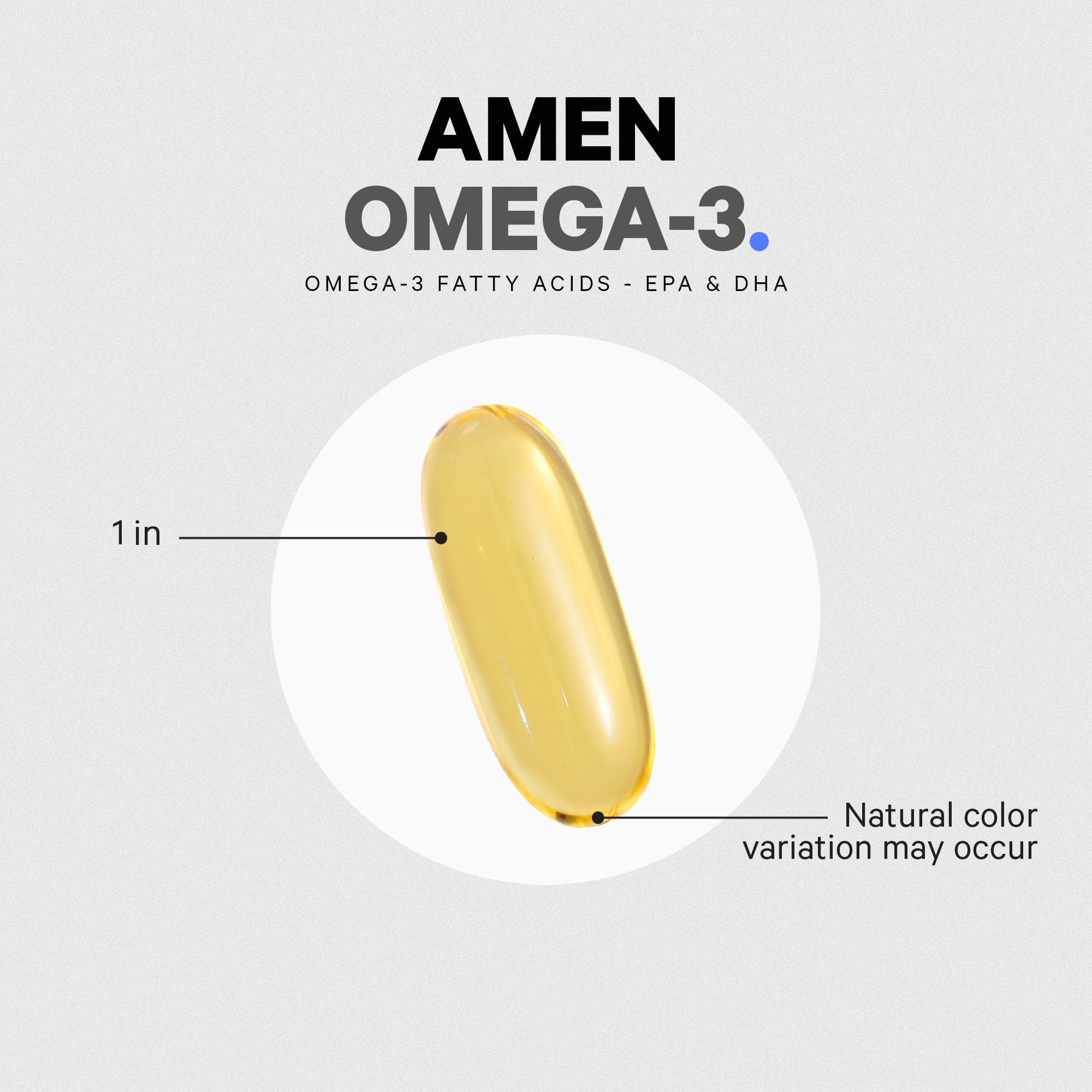 Amen Omega-3 capsules macro texture shot highlights capsule quality