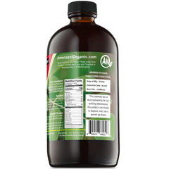 Amenazel Moringa Bitters bottle label closeup highlights the nine-ingredient blend for gentle digestion.