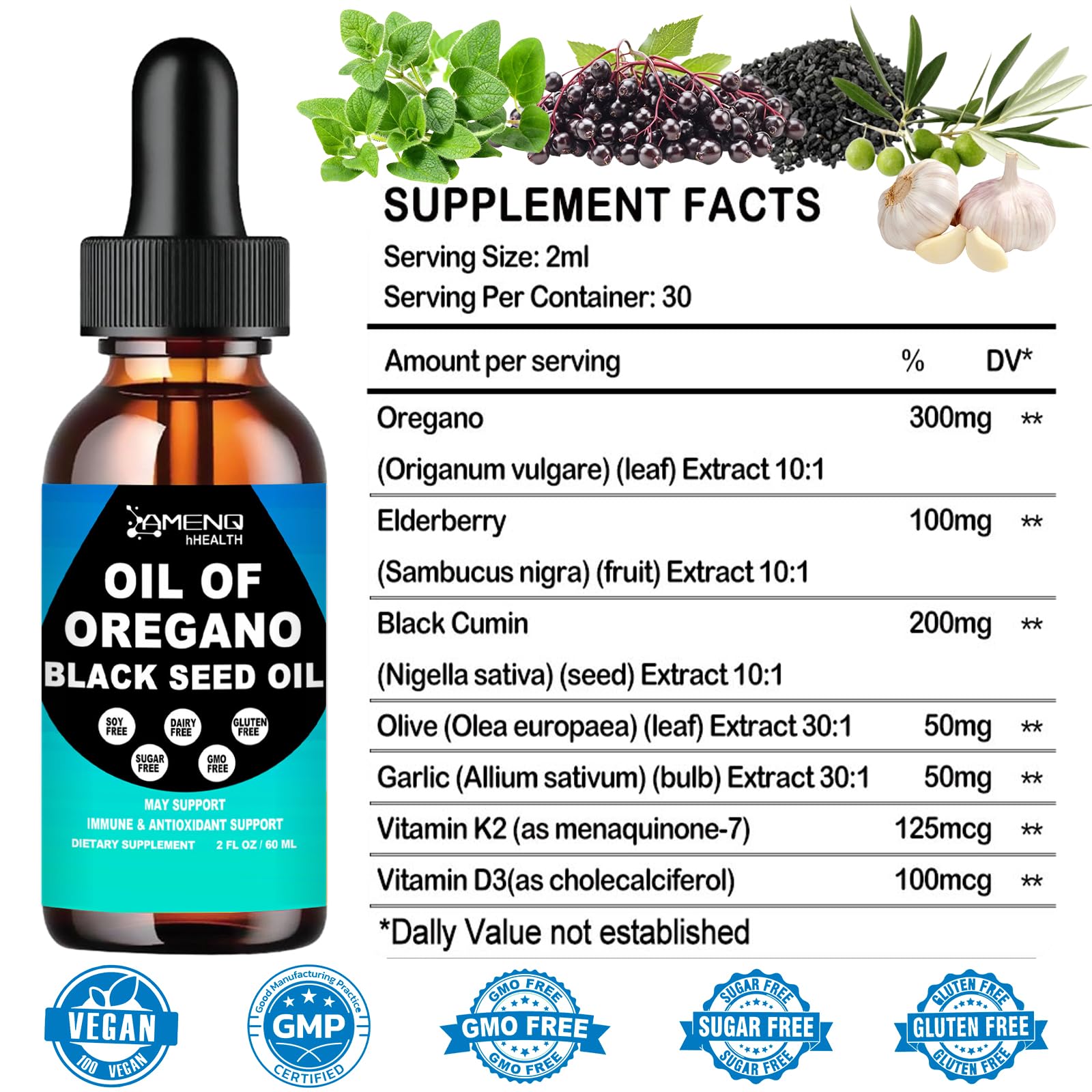 Close-up of Elderberry and Olive Leaf ingredients highlighting herbal richness for seasonal comfort