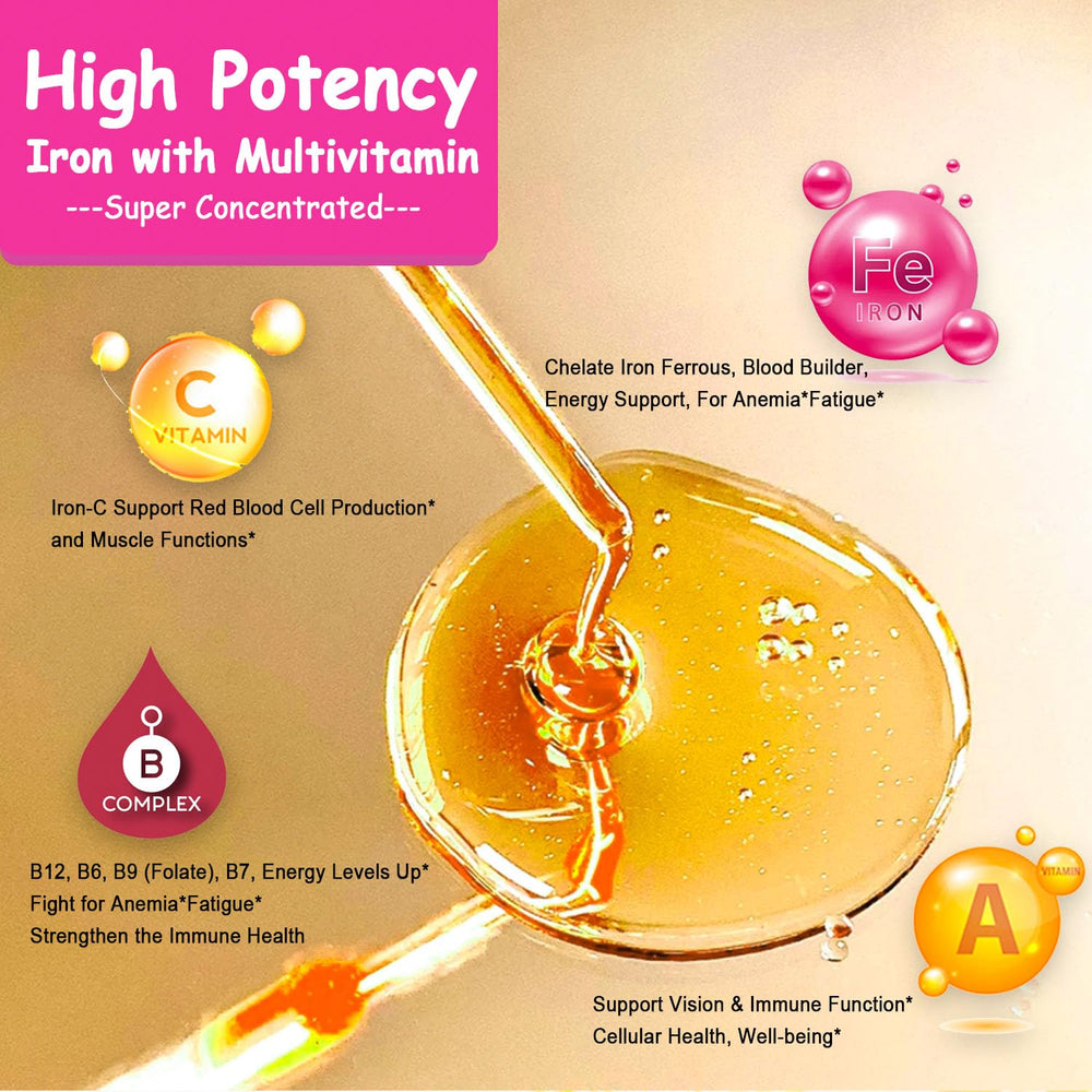 AMENQ hHEALTH iron drops pineapple pour in glass
