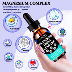 AMENQ hHEALTH Magnesium 12-in-1 drops with dropper enables precise dosing.