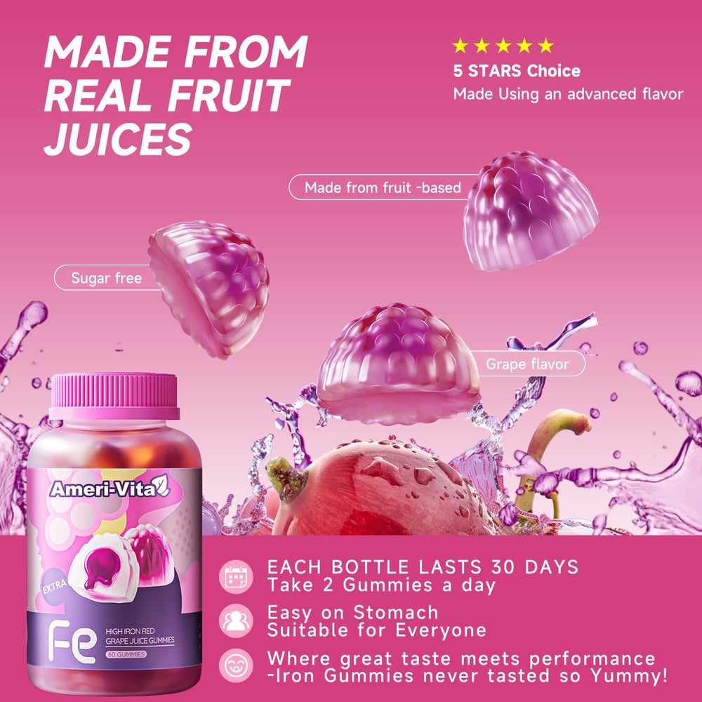 Ameri-Vita Iron Gummies travel-friendly bottle for routines.