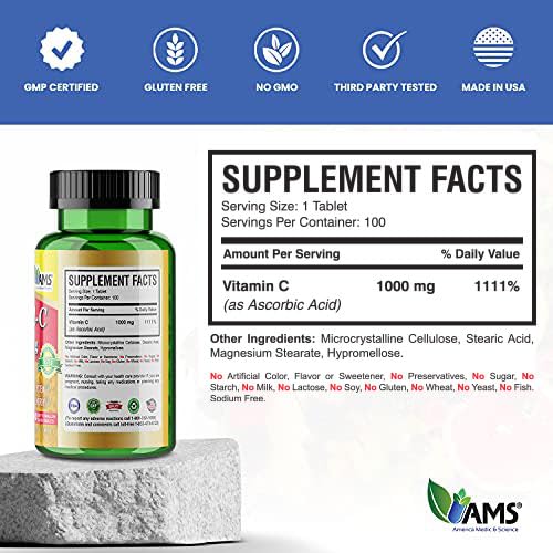 America Medic & Science Rapid-C nutrition panel shows 1000 mg vitamin C.