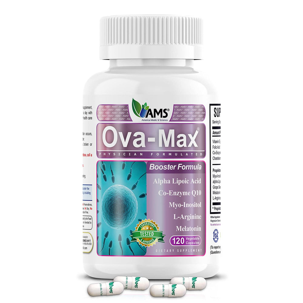 America Medic & Science OVA-Max bottle front view for fertility support.