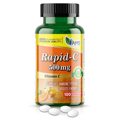 America Medic & Science Rapid-C 500mg tablets in bottle for daily immunity.
