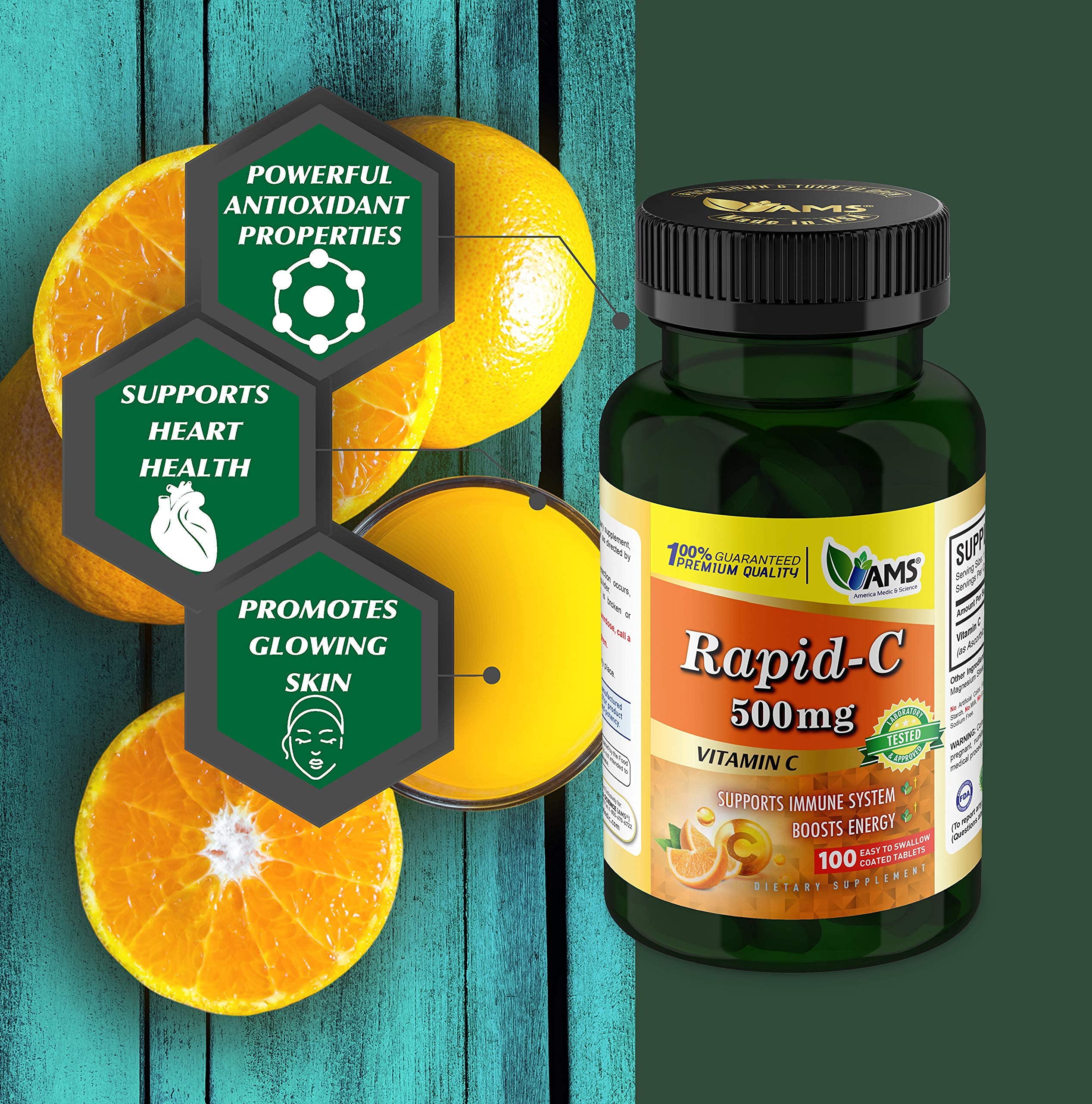 Rapid-C 500mg tablets as part of a morning routine by America Medic & Science