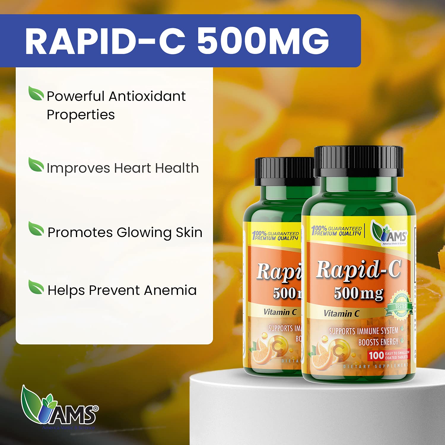 America Medic & Science Rapid-C 500mg two-pack packaging for convenience