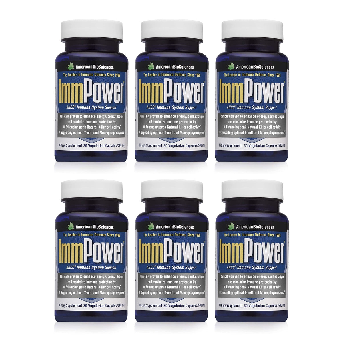 American BioSciences ImmPower AHCC supplement bottle for daily immune support.
