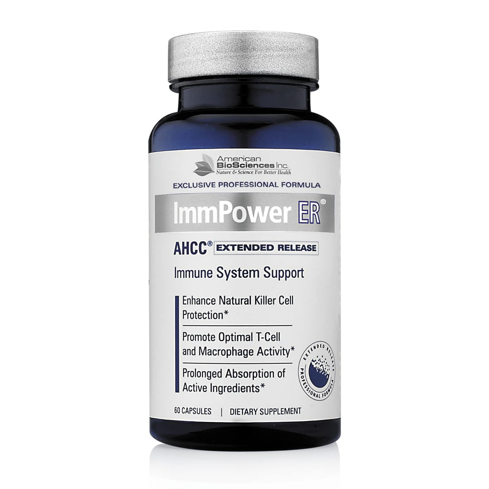 American BioSciences ImmPower ER AHCC bottle highlights extended release formula for steady release