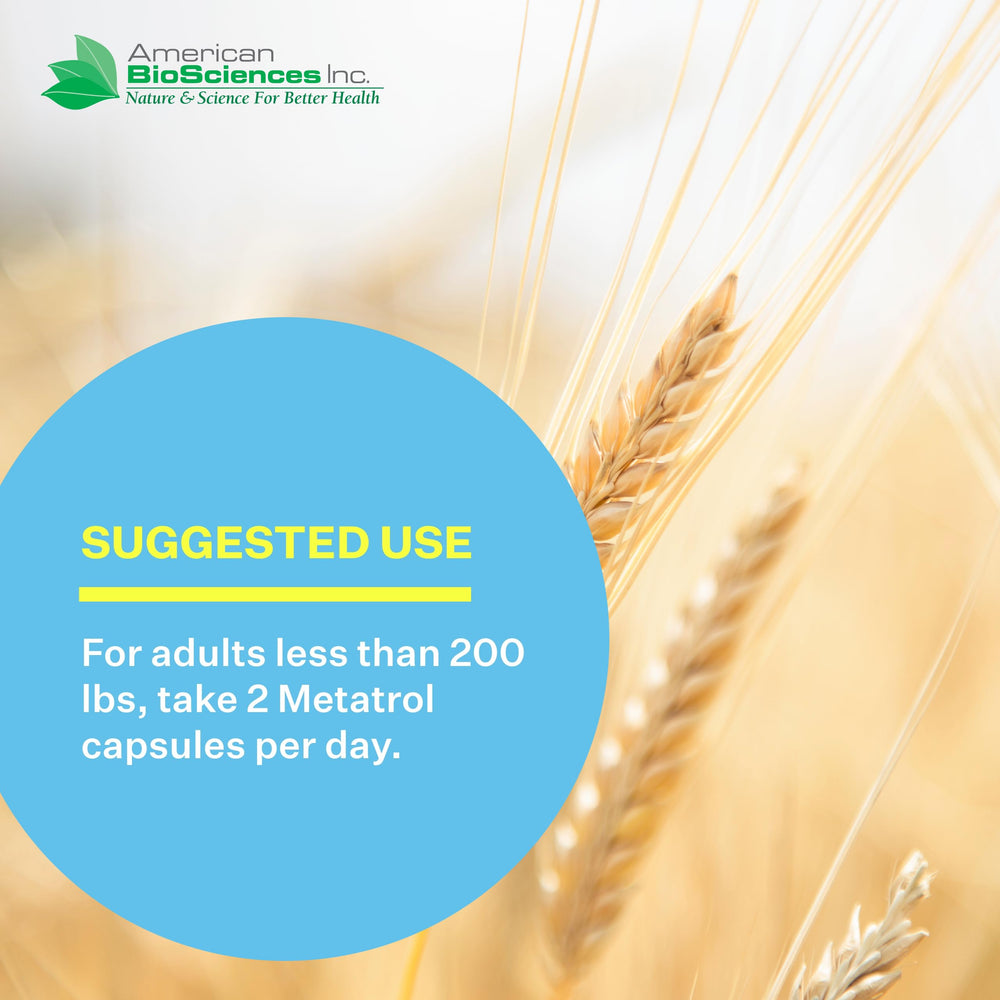 Ingredient panel featuring wheat germ extract for immune and metabolic support.