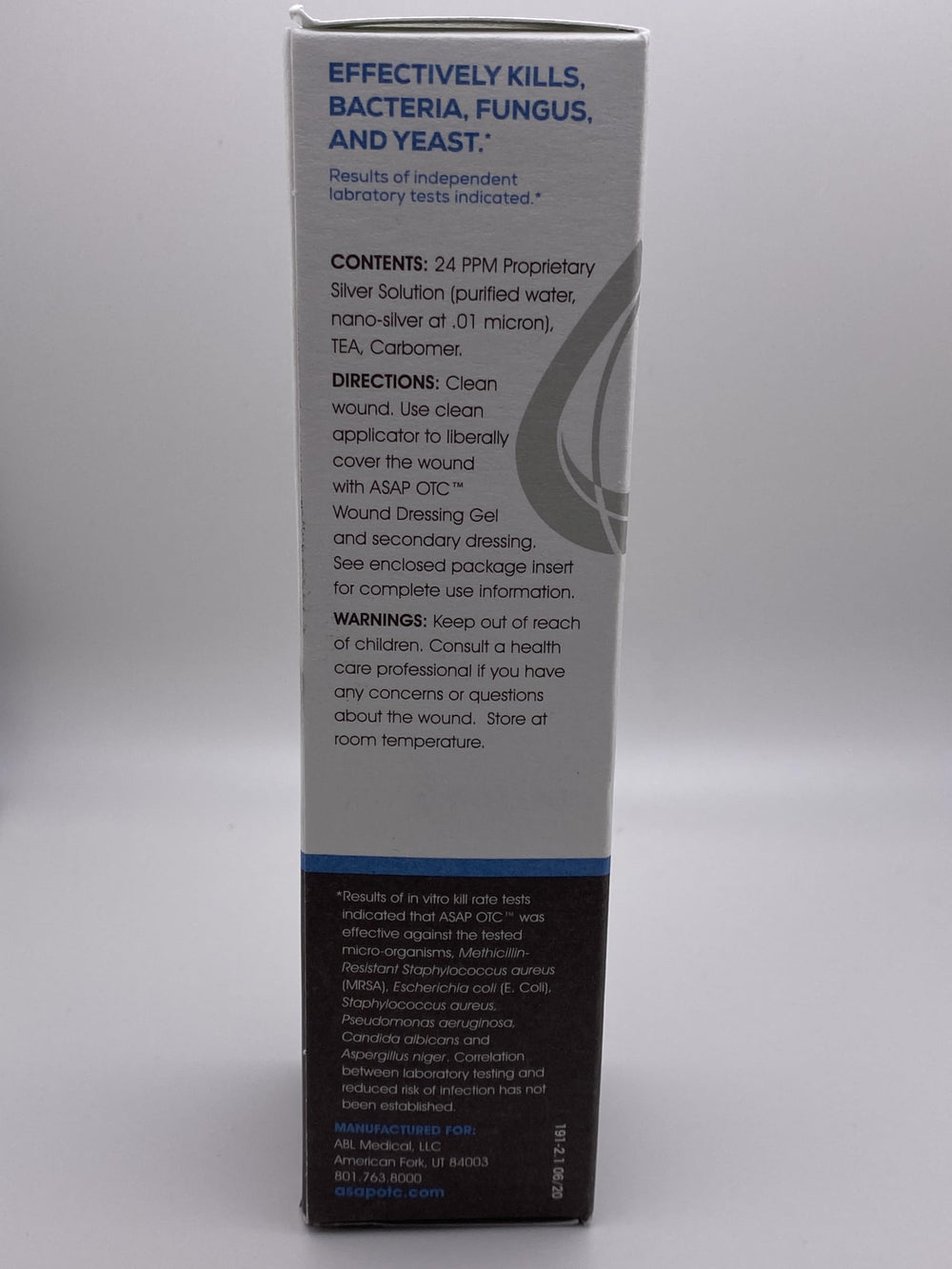 First aid kit ready: ASAP OTC wound gel.