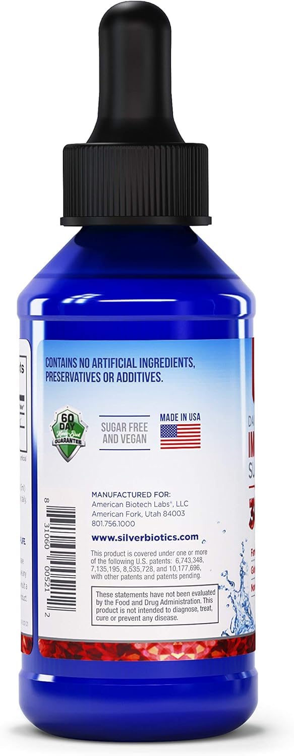 American Biotech Labs Silver Biotics dropper close-up showing precise dosing