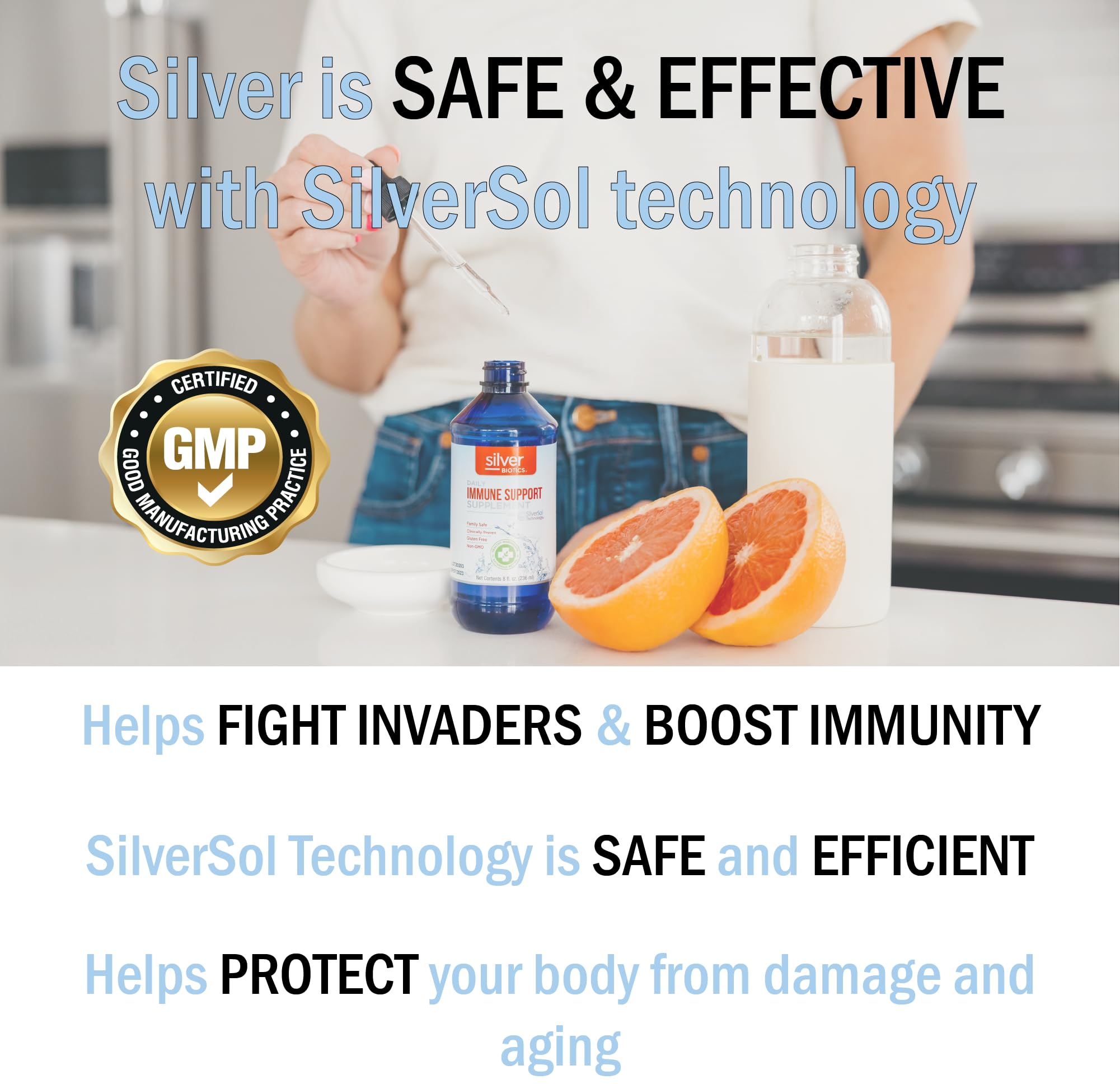American Biotech Labs Silver Biotics label highlights natural ingredients