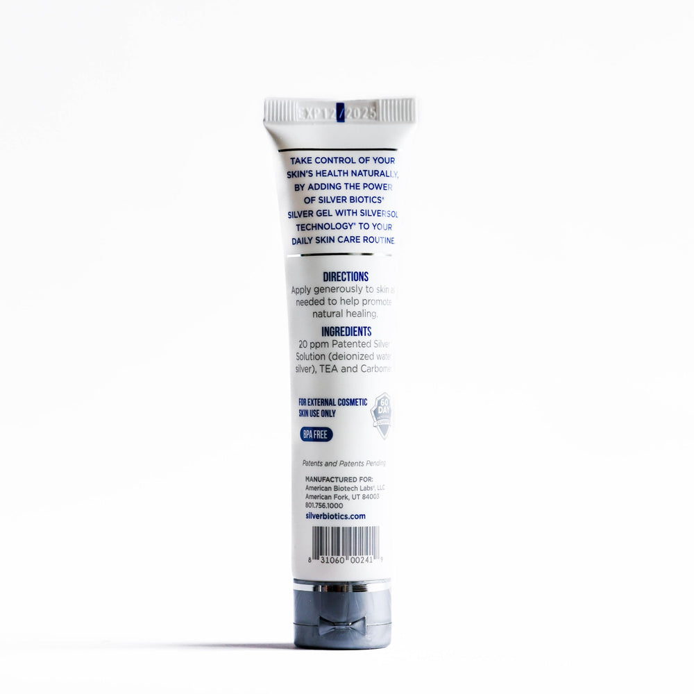American Biotech Labs Silver Sol Skin Gel application hand demonstrates easy, non-greasy use.