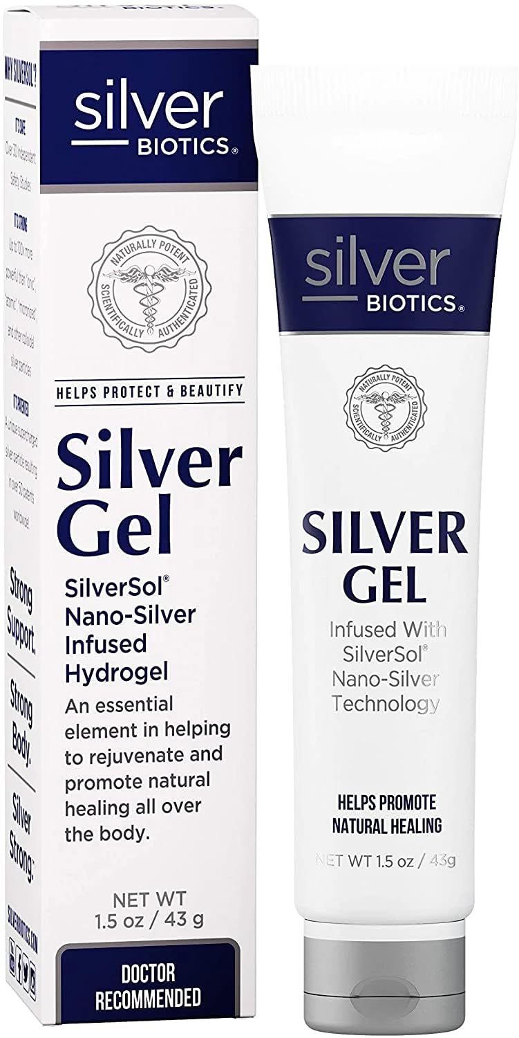 American Biotech Labs Silver Sol Skin Gel 1.5 oz bottle front view for everyday skin comfort.