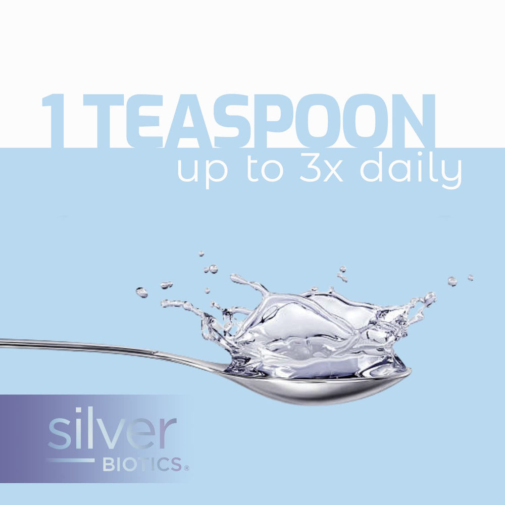 American Biotech Labs SilverBiotics technology graphic highlights multivalent SilverSol design for potent performance.