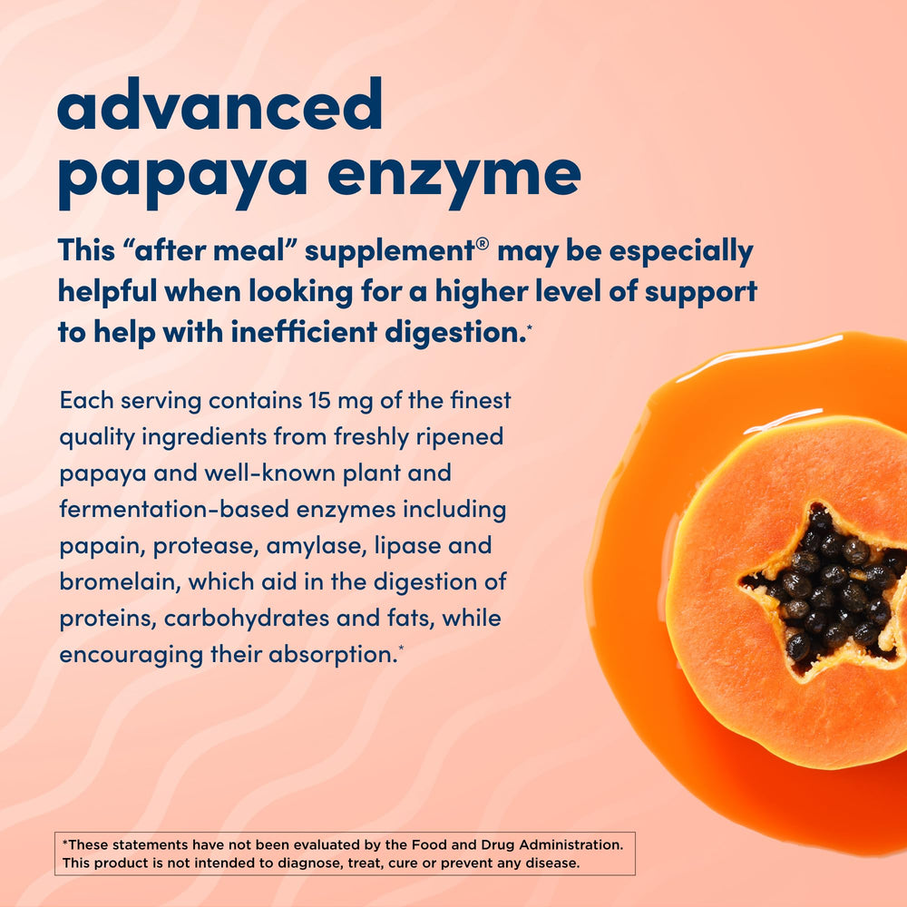 Serving scene with American Health enzyme chewables for after-meal use.