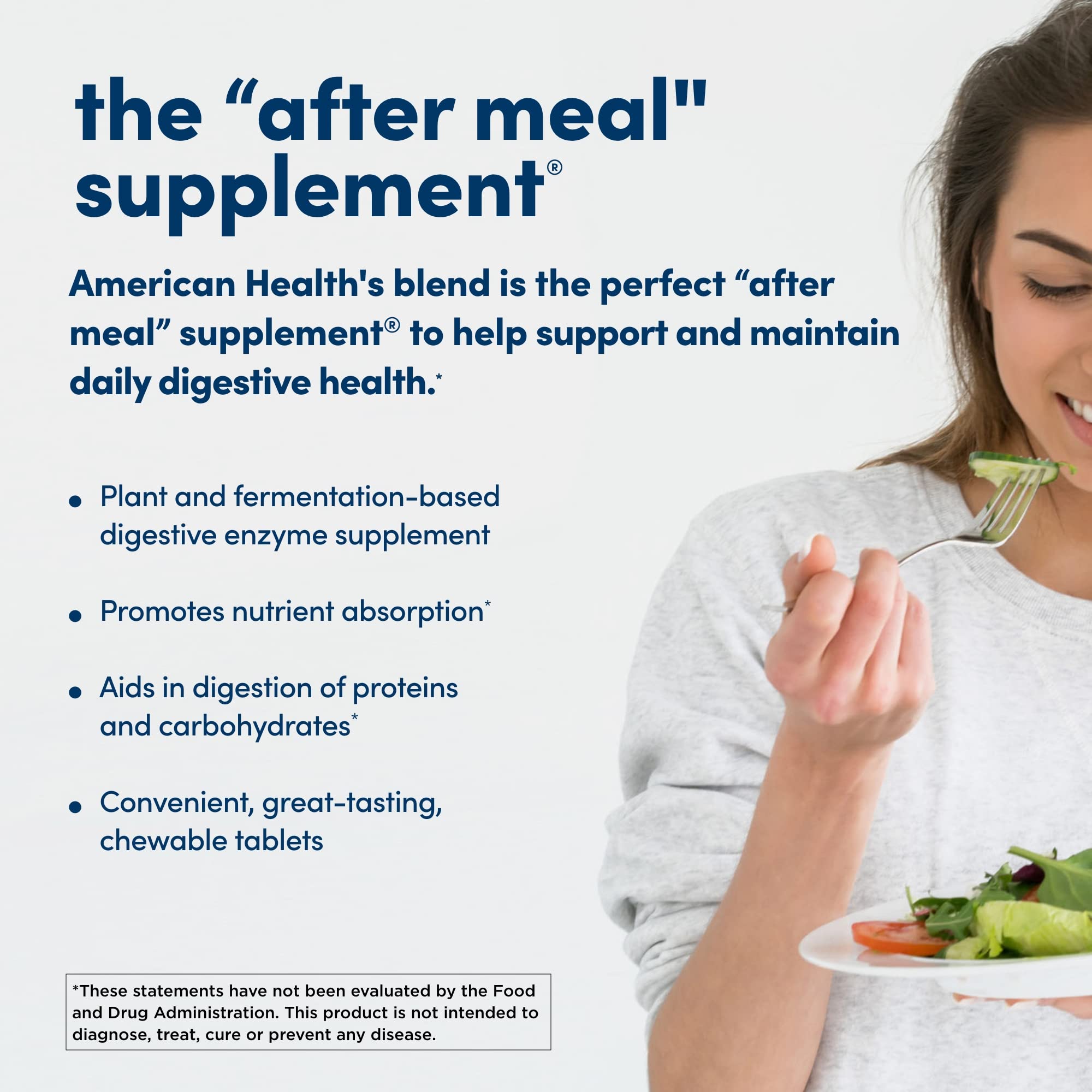 Close-up of American Health Papaya Enzyme chewables highlighting texture and flavor.