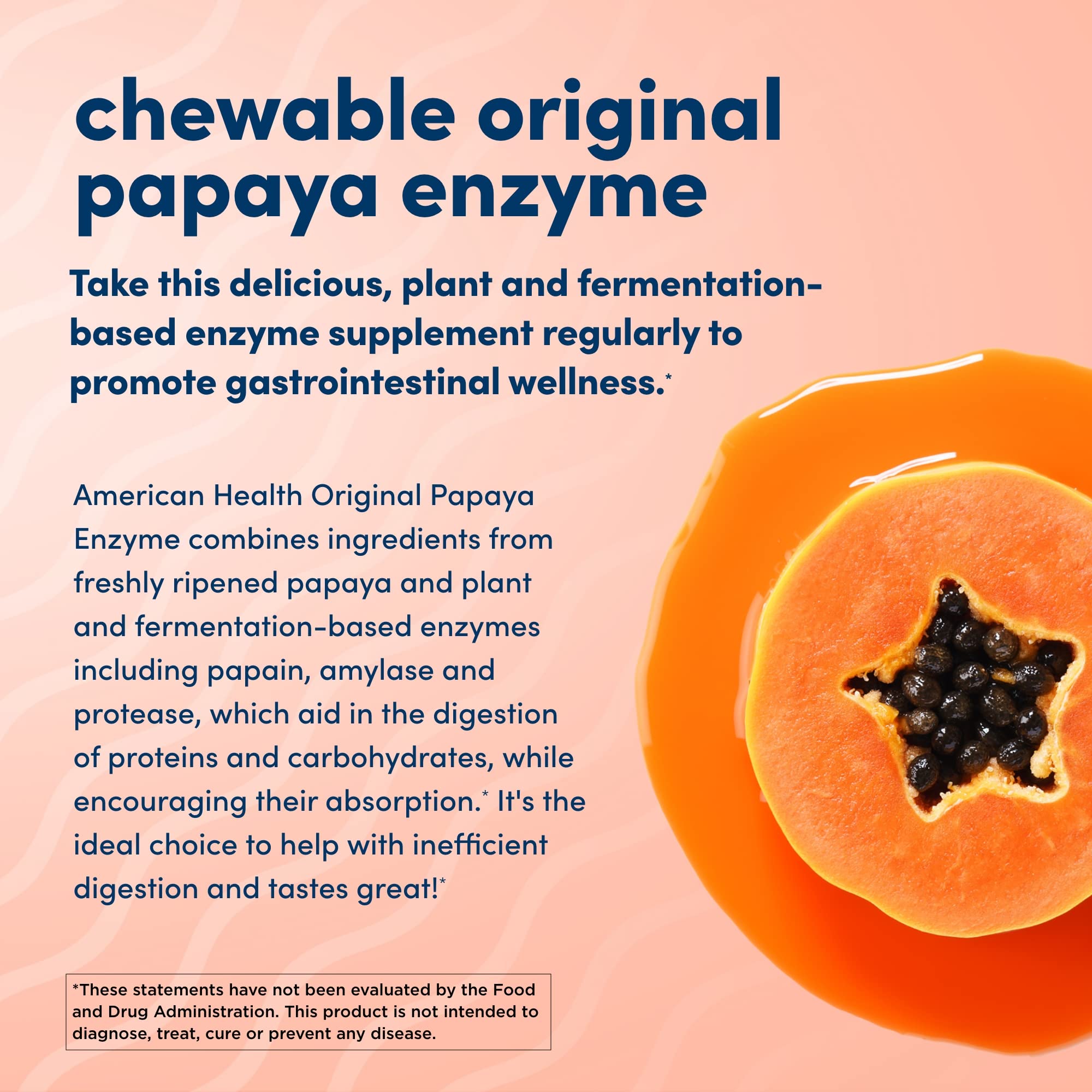 Ingredients show papaya and enzymes for gentle post-meal digestion with American Health.