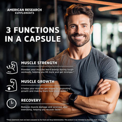 American Research Supplements Creatine Monohydrate Capsules 5G capsules closeup highlights micronized formula for better absorption