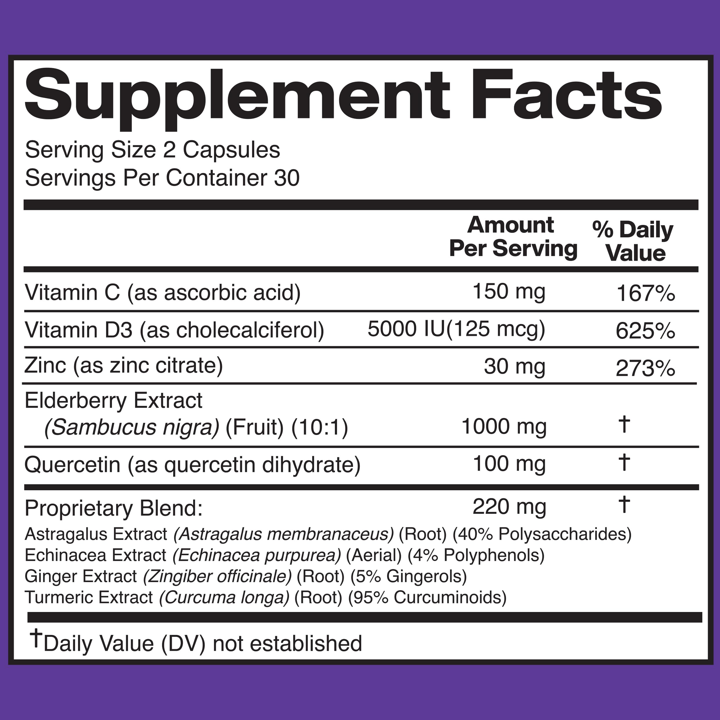 Capsules of American Standard Elderberry Extract for easy daily use.