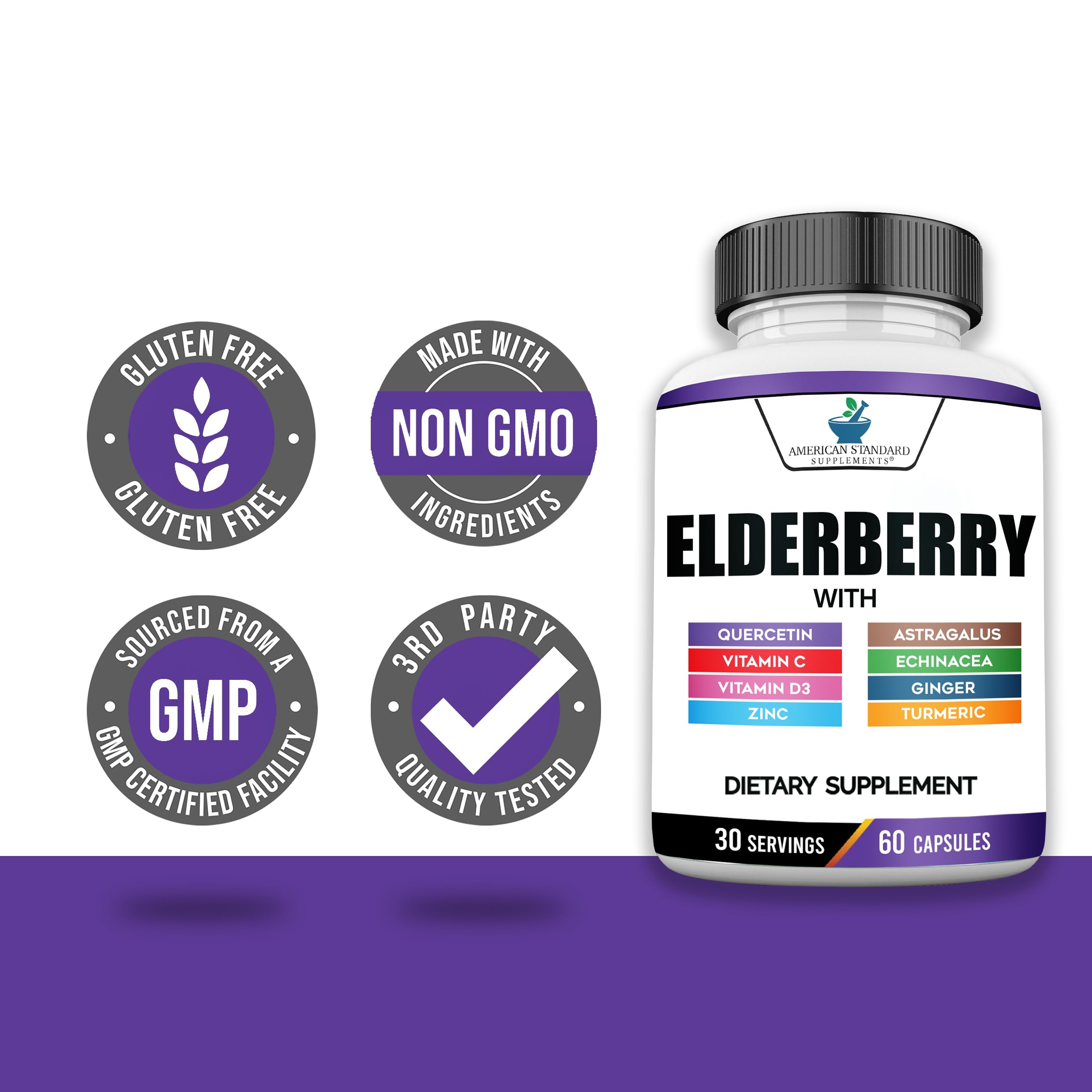 USA-made badge on American Standard Elderberry packaging.