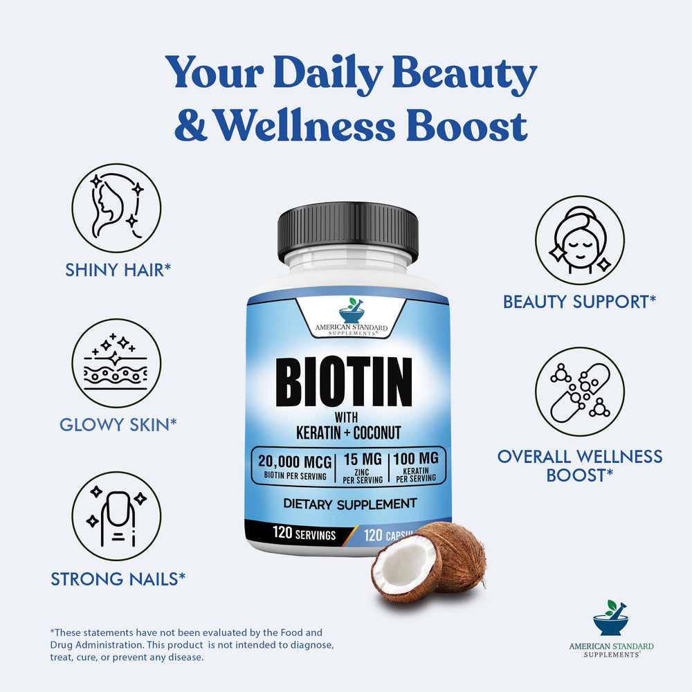 American Standard Biotin bottle with glass of water demonstrates easy daily ritual