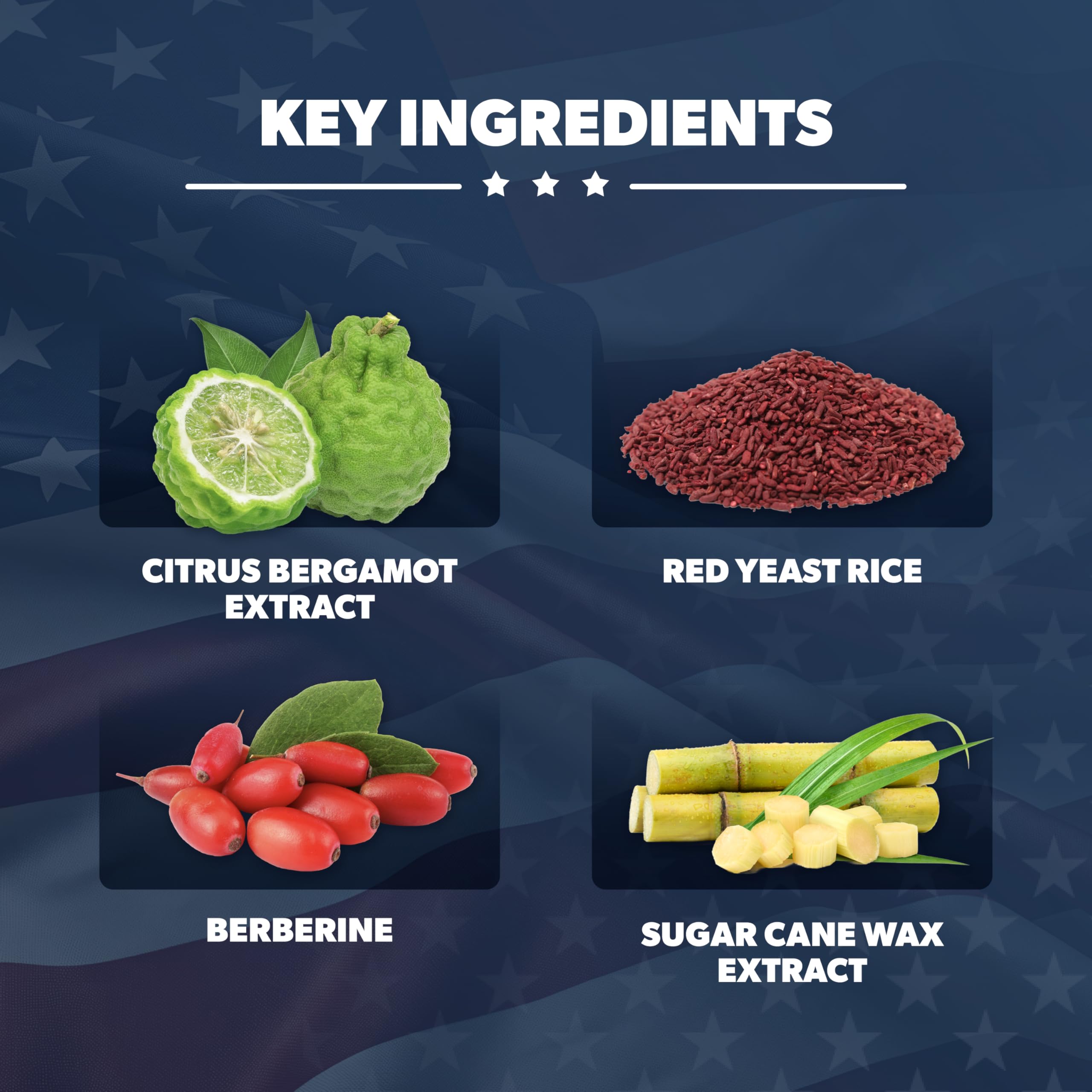 American Vitality Liberty Heart berberine-yeast-bergamot panel emphasizes metabolic and cardiovascular focus.