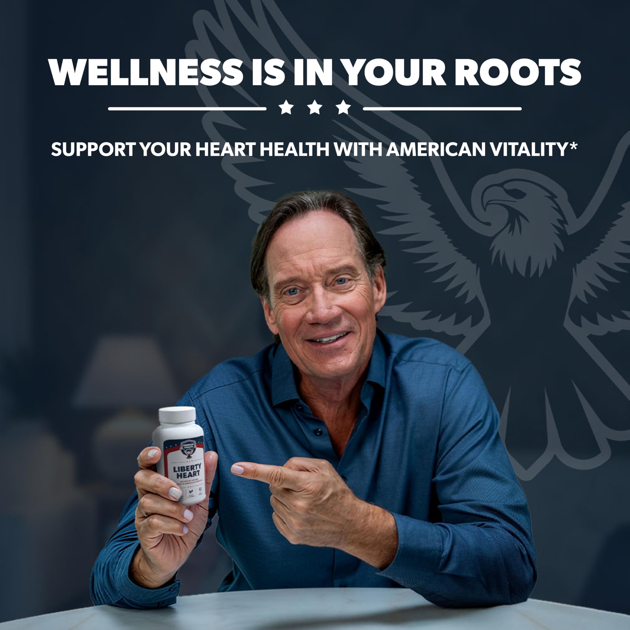 American Vitality Liberty Heart label demonstrates vegan, non-GMO, gluten-free certification.