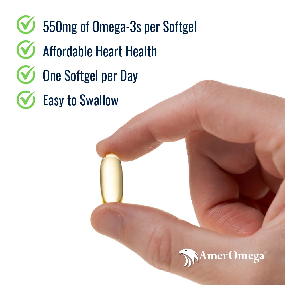 AmerOmega omega-3 softgel close-up shows high-quality triglyceride form.